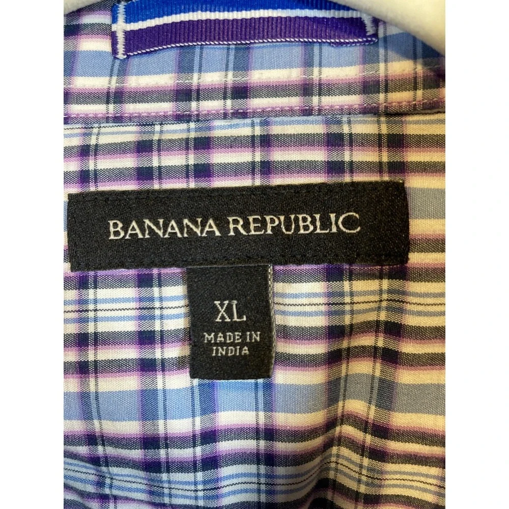 Banana Republic Mens XL Western Plaid Pearl Snap Long Sleeve Shirt Bundle 2pk